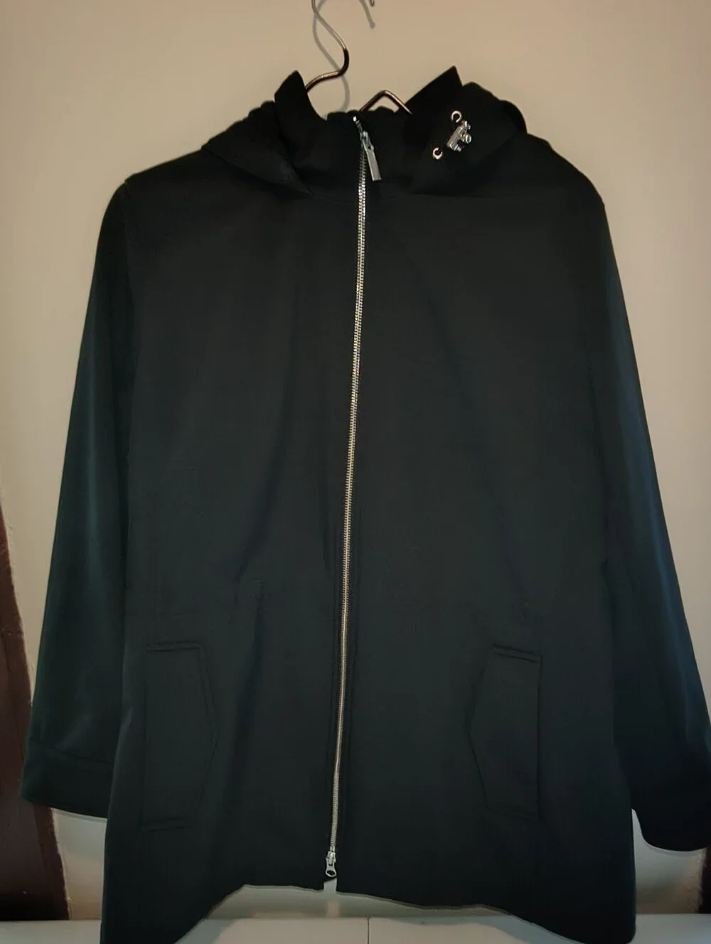 Lands' End Black Lightweight Hooded Zip Jacket